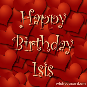 happy birthday Isis hearts card