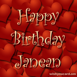 happy birthday Janean hearts card