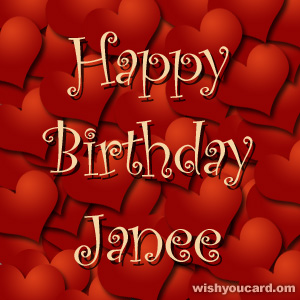 happy birthday Janee hearts card