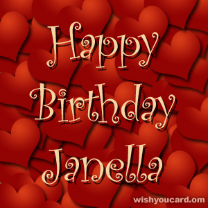 happy birthday Janella hearts card