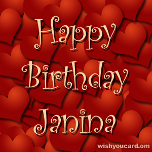 happy birthday Janina hearts card