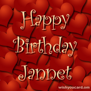 happy birthday Jannet hearts card