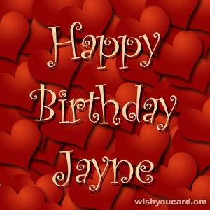 happy birthday Jayne hearts card