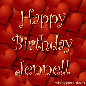 happy birthday Jennell hearts card