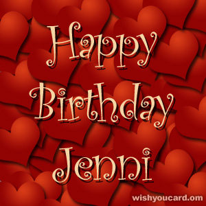 happy birthday Jenni hearts card