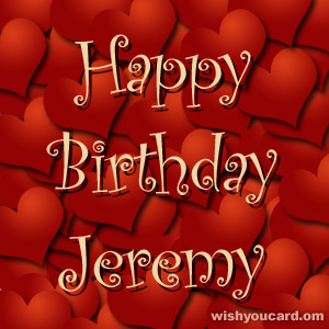 happy birthday Jeremy hearts card