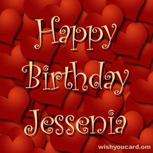 happy birthday Jessenia hearts card