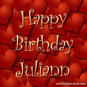happy birthday Juliann hearts card