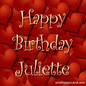 happy birthday Juliette hearts card