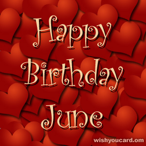 happy birthday June hearts card