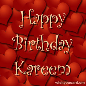 happy birthday Kareem hearts card