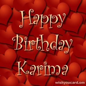 happy birthday Karima hearts card