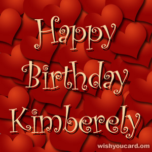 happy birthday Kimberely hearts card
