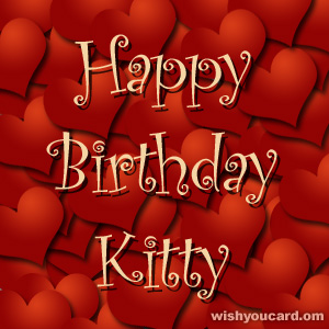 happy birthday Kitty hearts card
