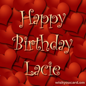 happy birthday Lacie hearts card