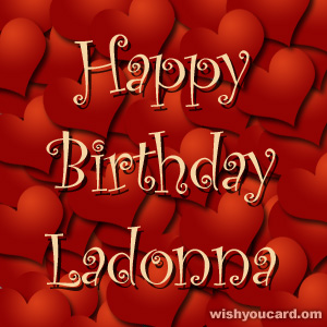 happy birthday Ladonna hearts card