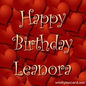happy birthday Leanora hearts card