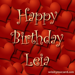 happy birthday Leia hearts card