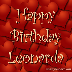 happy birthday Leonarda hearts card