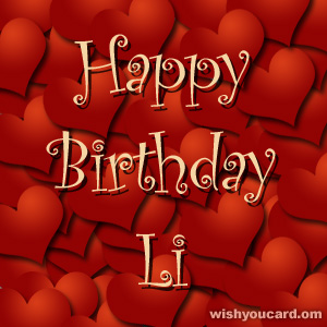 happy birthday Li hearts card