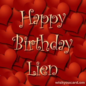 happy birthday Lien hearts card