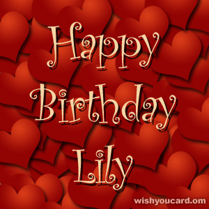 happy birthday Lily hearts card