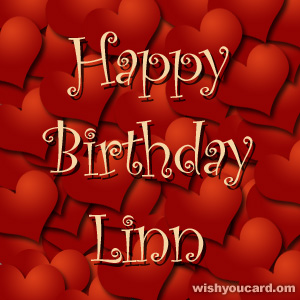 happy birthday Linn hearts card