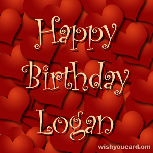 happy birthday Logan hearts card