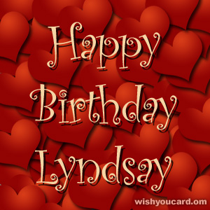 happy birthday Lyndsay hearts card