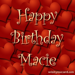 happy birthday Macie hearts card