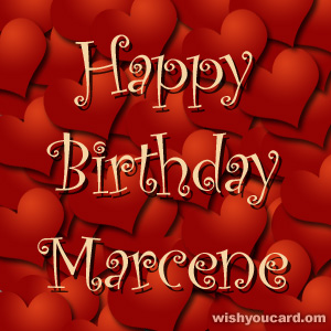 happy birthday Marcene hearts card