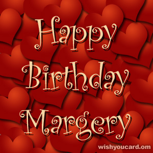 happy birthday Margery hearts card