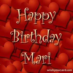 happy birthday Mari hearts card