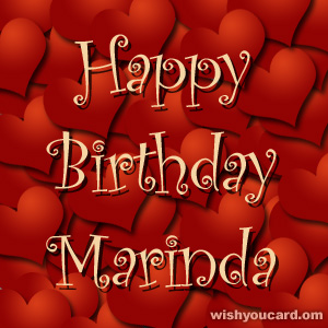happy birthday Marinda hearts card