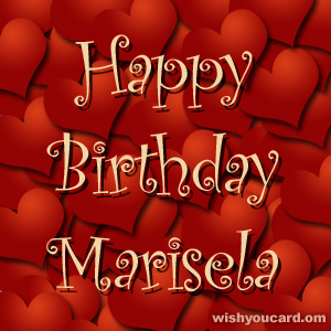 happy birthday Marisela hearts card