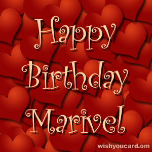 happy birthday Marivel hearts card