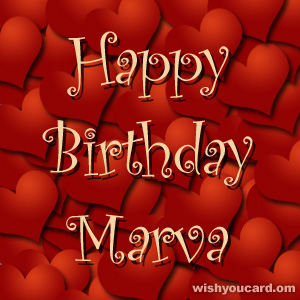 happy birthday Marva hearts card