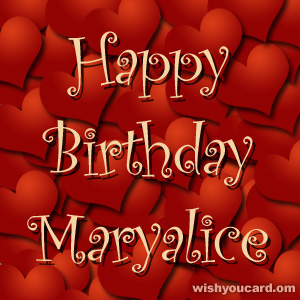 happy birthday Maryalice hearts card