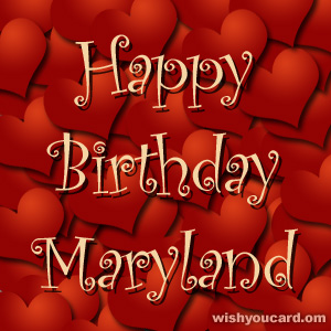 happy birthday Maryland hearts card