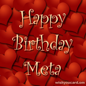 happy birthday Meta hearts card