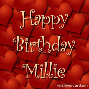 happy birthday Millie hearts card