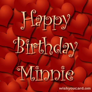 happy birthday Minnie hearts card