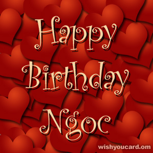 happy birthday Ngoc hearts card