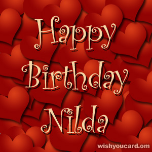 happy birthday Nilda hearts card