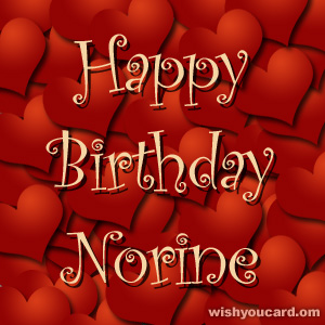 happy birthday Norine hearts card