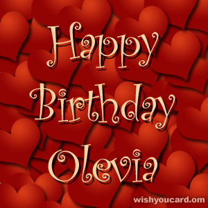 happy birthday Olevia hearts card