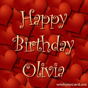 happy birthday Olivia hearts card