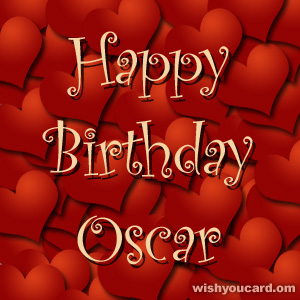 happy birthday Oscar hearts card