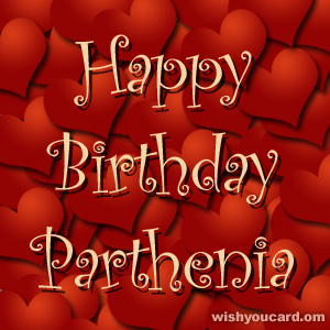 happy birthday Parthenia hearts card