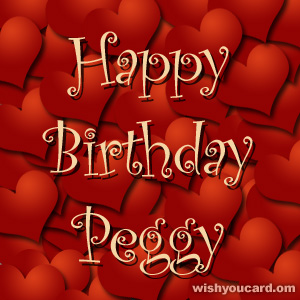 happy birthday Peggy hearts card